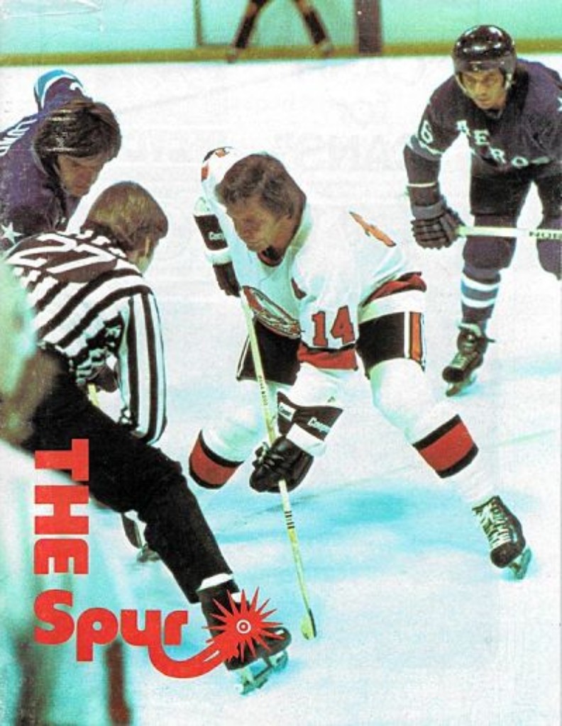 Ralph Backstrom on the cover of a 1975-76 Denver Spurs program from the World Hockey Association