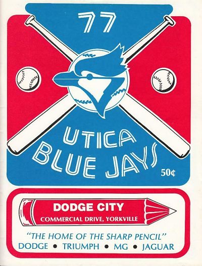 1977 Utica Blue Jays baseball program from the New York-Penn League