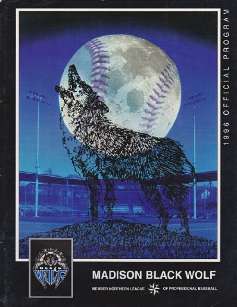 1996 Madison Black Wolf baseball program from the Northern League