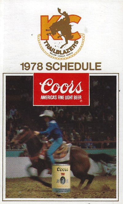 1978 Kansas City Trailblazers Pocket Schedule from Major League Rodeo