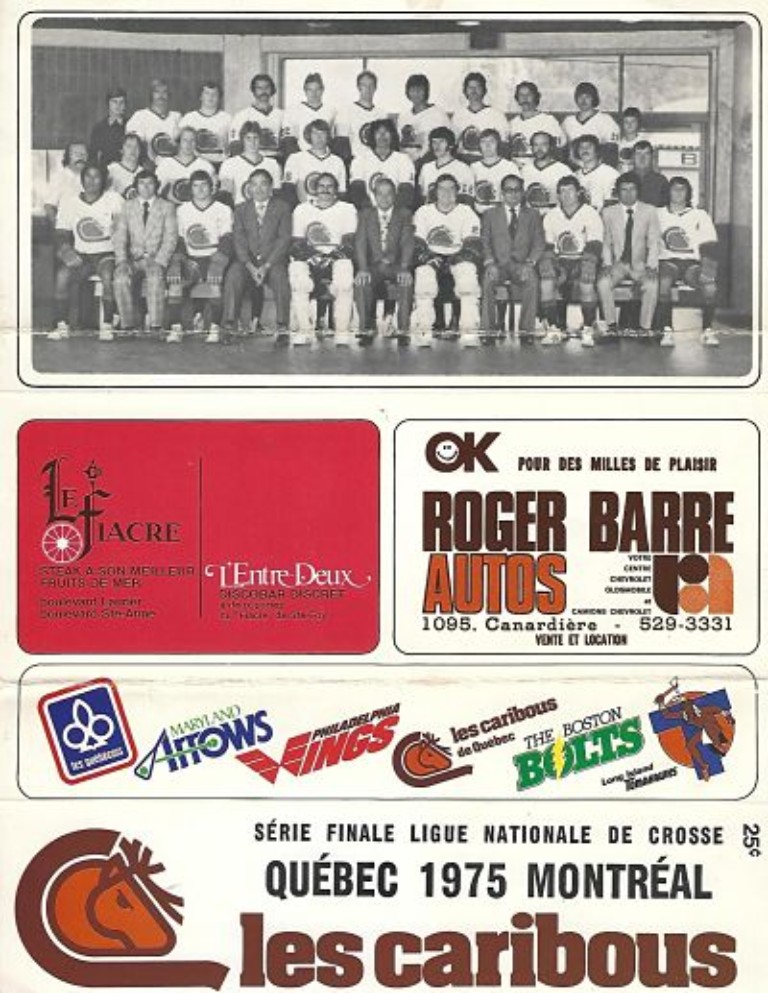Quebec Caribous National Lacrosse League 1975