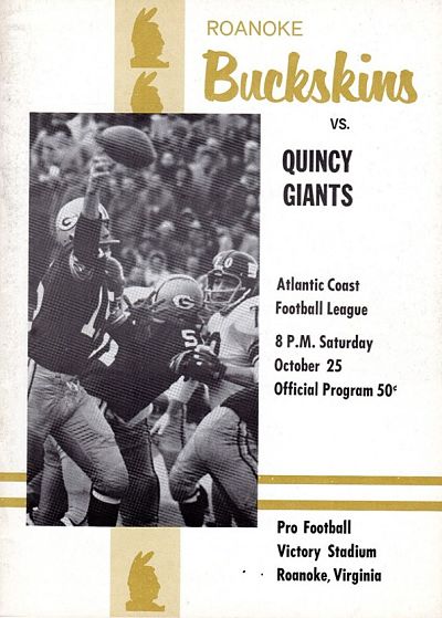 1969 Roanoke Buckskins program from the Atlantic Coast Football League