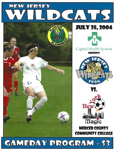 Marinette Pichon on the cover of a 2004 New Jersey Wildcats program from the USL W-League