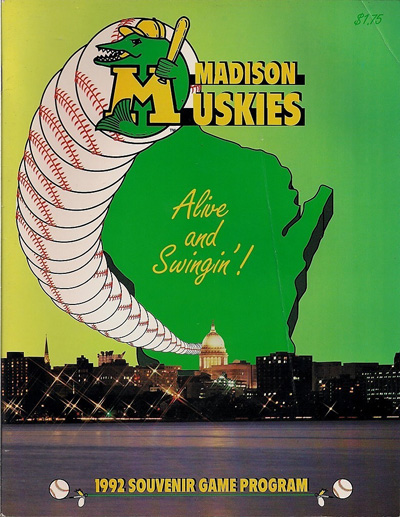1992 Madison Muskies baseball program from the Midwest League