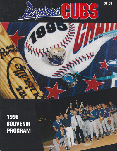 1996 Daytona Cubs baseball program from the Florida State League