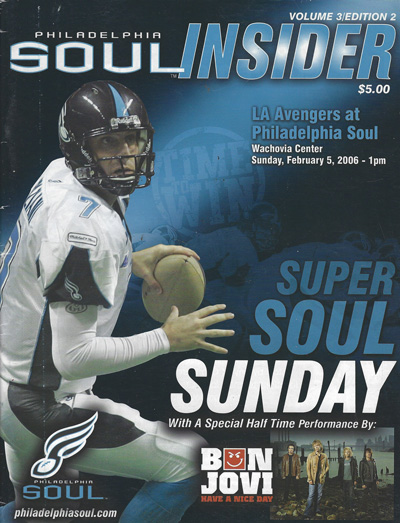 Philadelphia Soul 2005 AFL Arena Indoor Football Pocket Schedule 