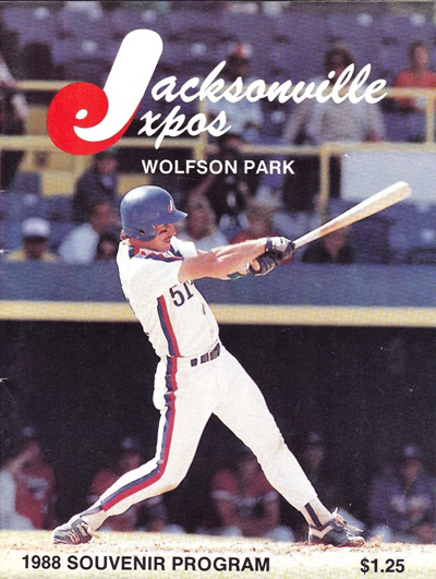 1988 Jacksonville Expos baseball program from the Southern League