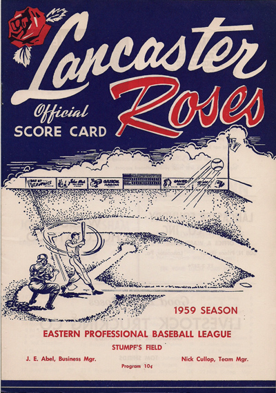 1959 Lancaster Red Roses baseball program from the Eastern League