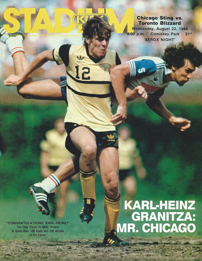 Karl-Heinz Granitza of the Chicago Sting on the cover of a 1984 Sting program