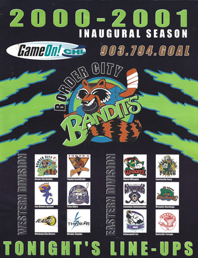 2000-01 Border City Bandits program from the Central Hockey League