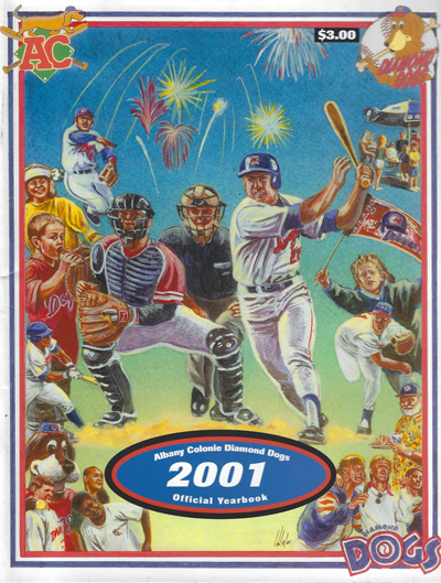 2001 Albany Colonie Diamond Dogs baseball program from the Northern League