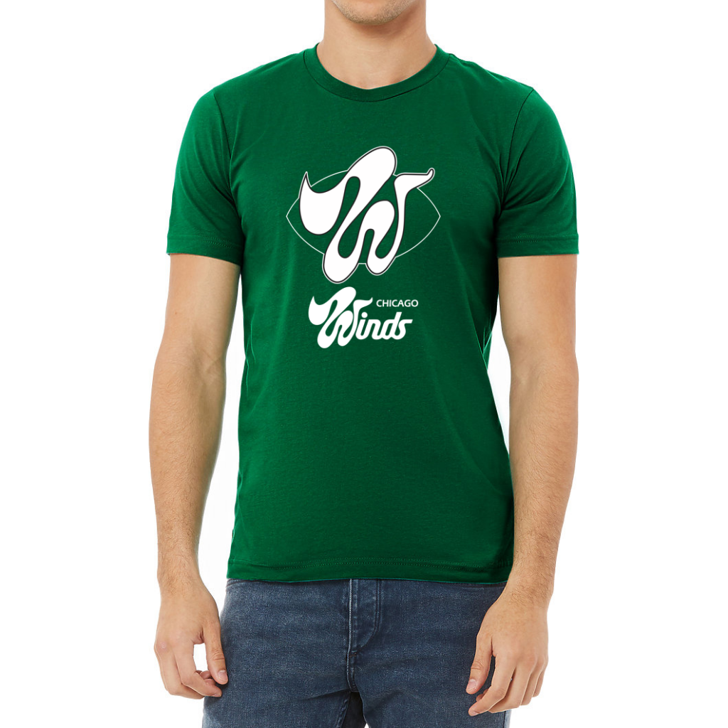 Chicago Winds logo T-shirt. Green. Royal Retros