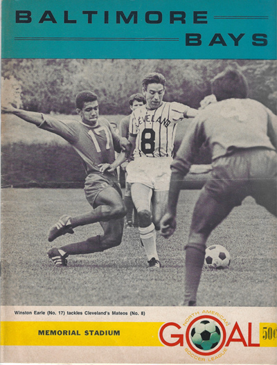 Winston Earle on the cover of a 1968 Baltimore Bays program from the North American Soccer League