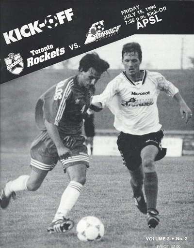 1994 Toronto Rockets program from the American Professional Soccer League