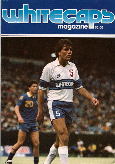 Bob Lenarduzzi on the cover of a 1984 Vancouver Whitecaps program from the North American Soccer League