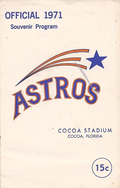 1971 Cocoa Astros baseball program from the Florida State League