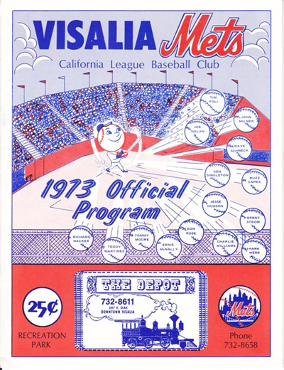 1973 Visalia Mets baseball program from the California League