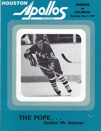 Poul Popiel on the cover of a 1979 Houston Apollos program from the Central Hockey League