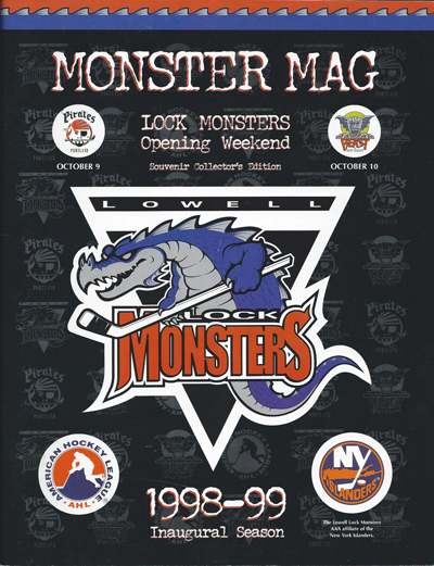 1998 Inaugural Season Lowell Lock Monsters AHL Hockey Jersey Vintage Black  L 