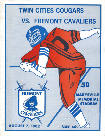 1982 Twin Cities Cougars program from the California Football League