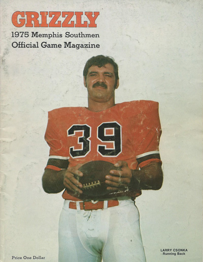 Larry Csonka on the cover of a 1975 Memphis Southmen program from the World Football League