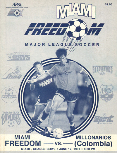1991 Miami Freedom program from the American Professional Soccer League