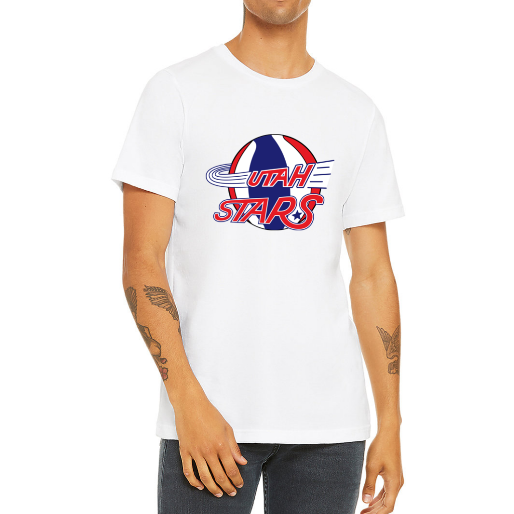 Utah Stars ABA basketball T-shirt. White. Royal Retros