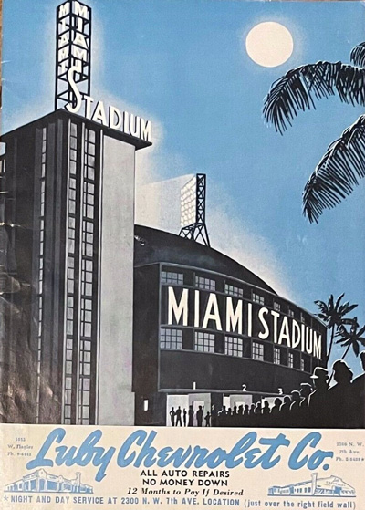 1951 Miami Sun Sox baseball program from the Florida International League