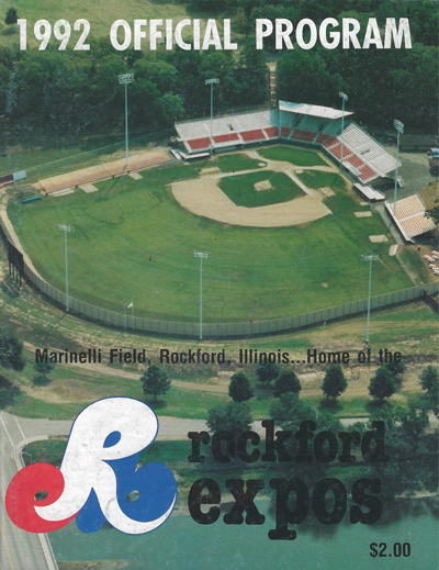 1992 Rockford Expos baseball program from the Midwest League