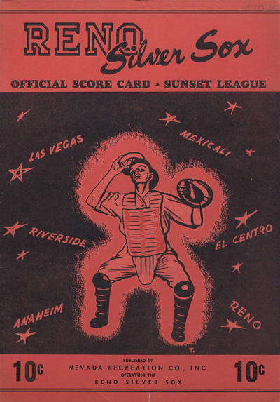 1948 Reno Silver Sox baseball scorecard from the Sunset League