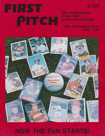 1987 Spartanburg Phillies baseball program from the South Atlantic League