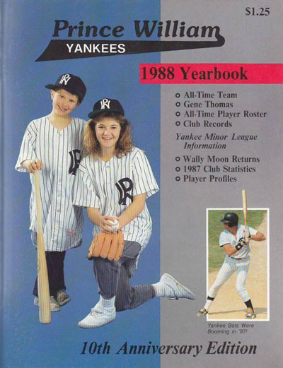1988 Prince William Yankees baseball yearbook from the Carolina League