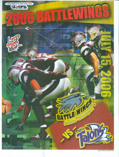 2006 Bossier-Shreveport Battle Wings program from Arena Football 2