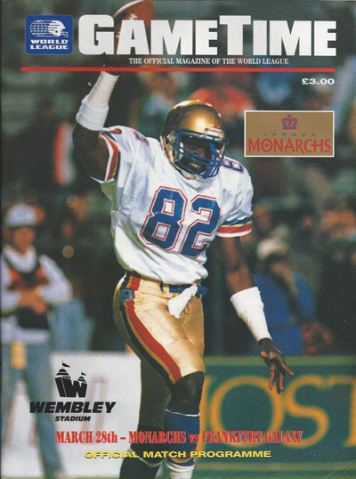 1992 London Monarchs program from the World League of American Football