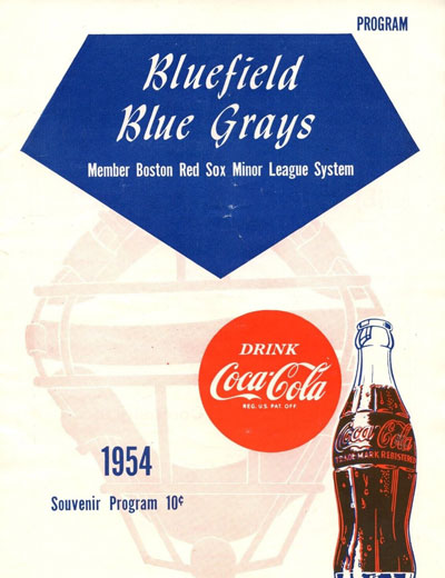 1954 Bluefield Blue Grays baseball program from the Appalachian League