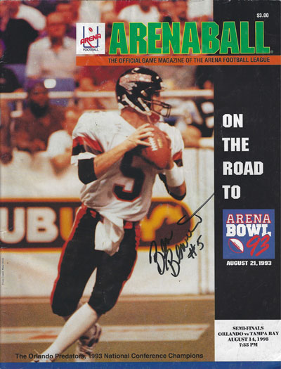 Quarterback Ben Bennett on the cover of a 1993 Orlando Predators program from the Arena Football League