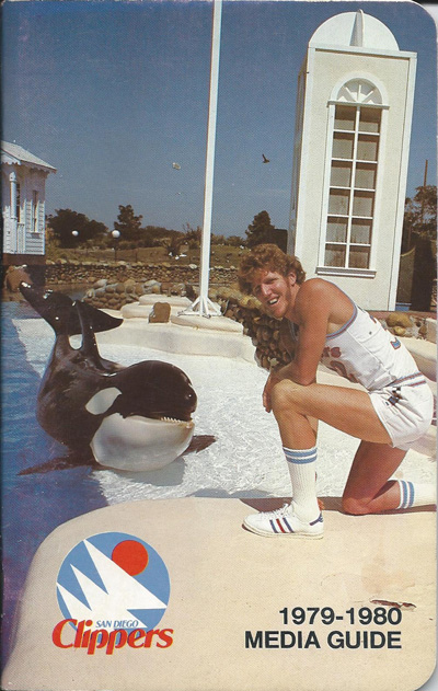 Bill Walton on the cover of the 1979-80 San Diego Clippers Media Guide from the National Basketball Association