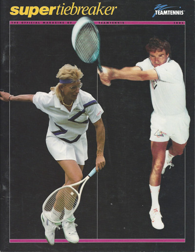Martina Navratilova and Jimmy Connors on the cover of a 1991 TeamTennis souvenir program