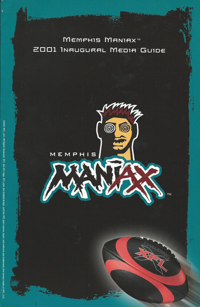 2001 Memphis Maniax Media Guide from the XFL