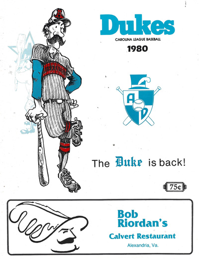 1980 Alexandria Dukes Baseball Program from the Carolina League