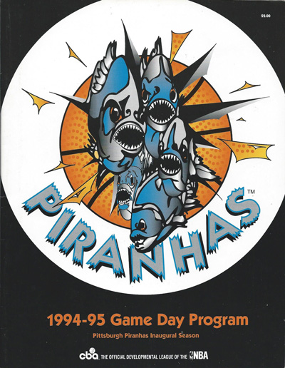 1994-95 Pittsburgh Piranhas Program from the Continental Basketball Association