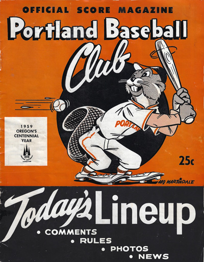 1959 Portland Beavers Baseball Program from the Pacific Coast League