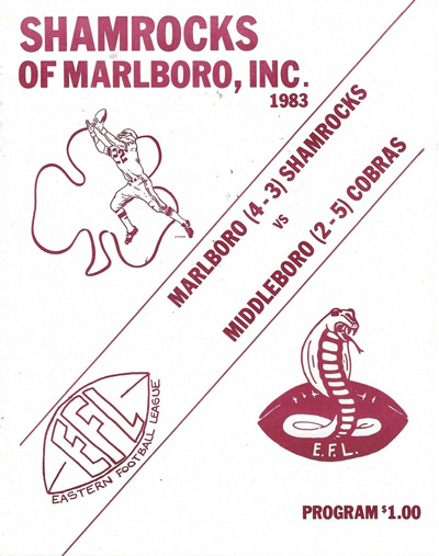 1983 Marlboro Shamrocks program from the Eastern Football League