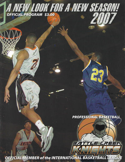 2007 Battle Creek Knights program from the International Basketball League