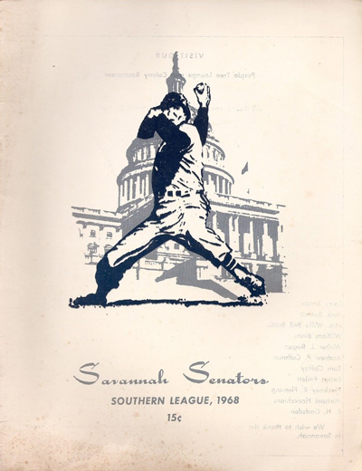 1968 Savannah Senators Baseball Program from the Southern League