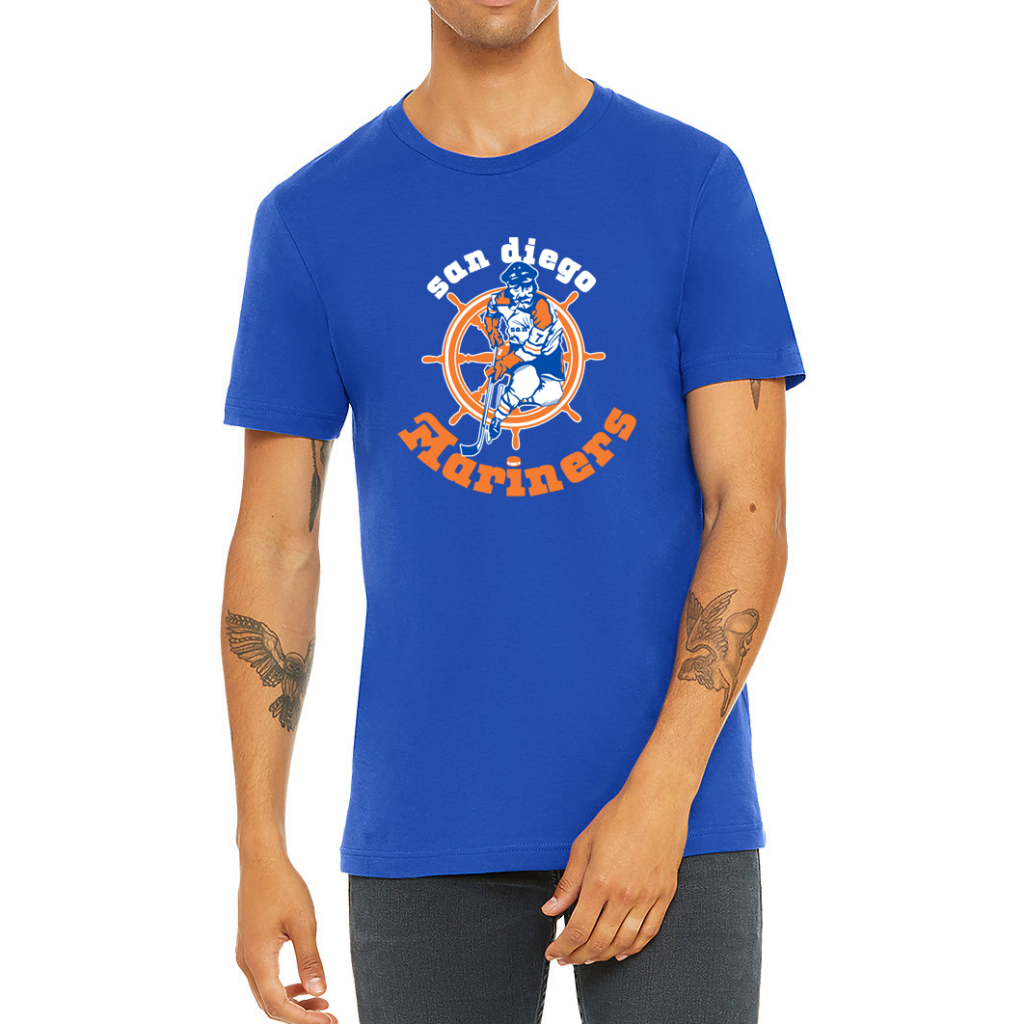 San Diego Mariners WHA logo T-shirt. Royal Retros