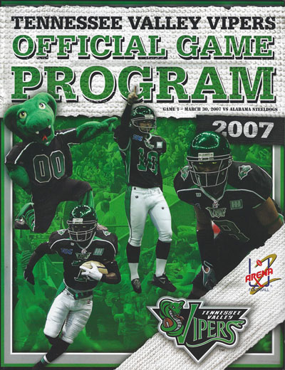 2007 Tennessee Valley Vipers Program from Arena Football 2