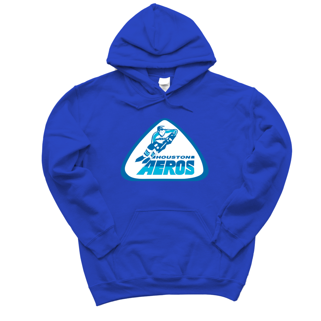 Houston Aeros WHA hooded sweatshirt. Blue. Royal Retros