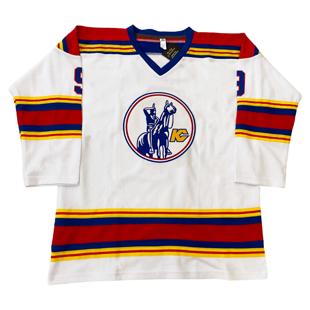 Kansas City Scouts hockey jersey white. Royal retros