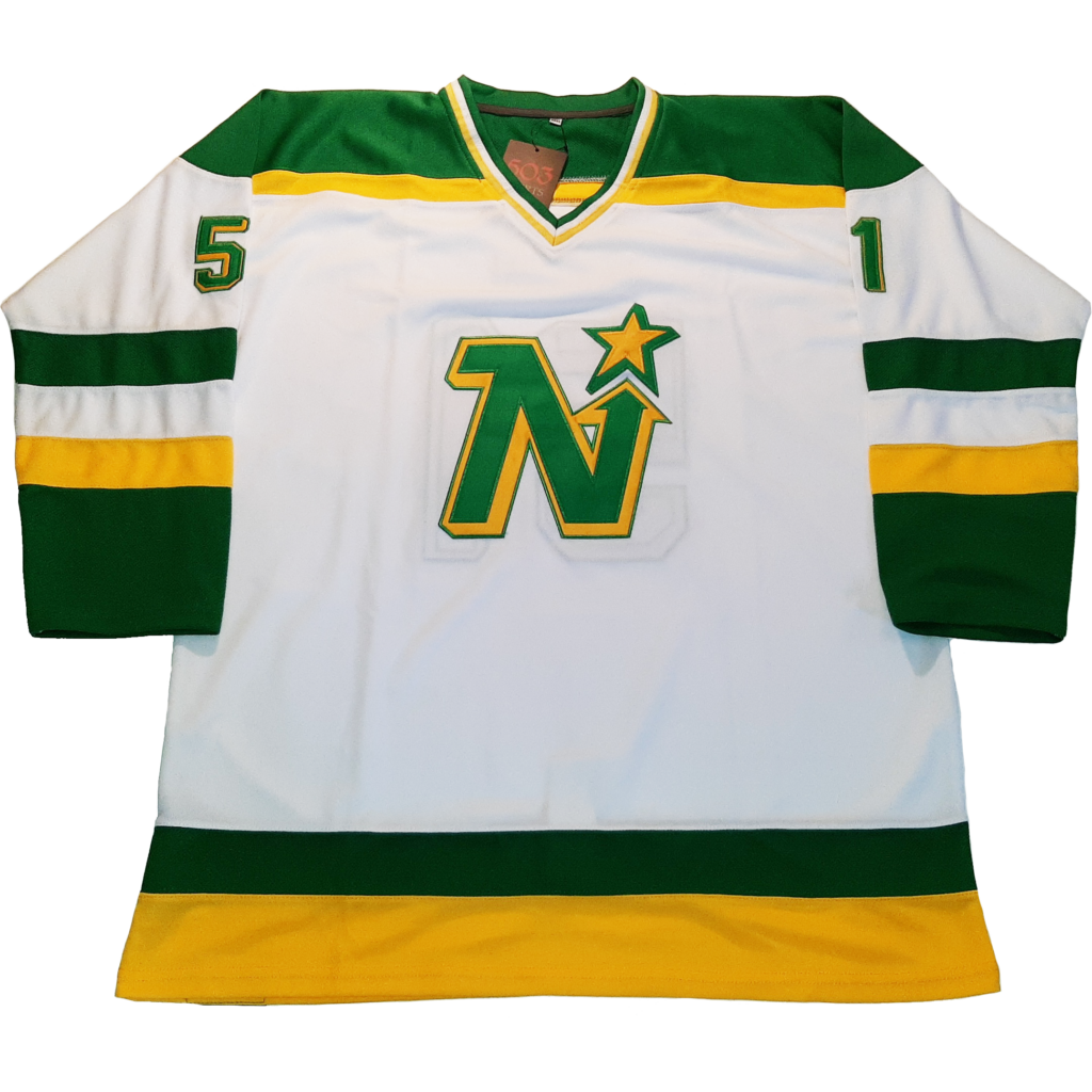 Minnesota North Stars white jersey. Royal Retros